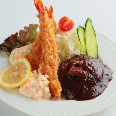 ハンバーグ&エビフライ