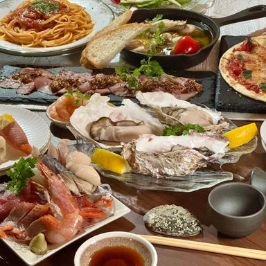 道産食材Diningビストロfun_《旬を味わう【5.000円】北海道海鮮コース》厚岸牡蠣・蟹パスタなど 全7品 生ビール付120分飲み放題