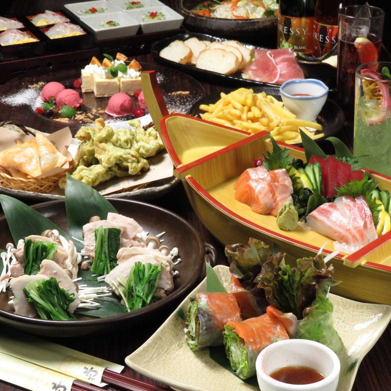 女子会コースリニューアル ゆっくりと飲み放題 お造り 生春巻き ボリュームの陶板焼きにデザート付き の詳細 個室居酒屋 くいもの屋わん 京都西院駅前店 西院 居酒屋 ぐるなび
