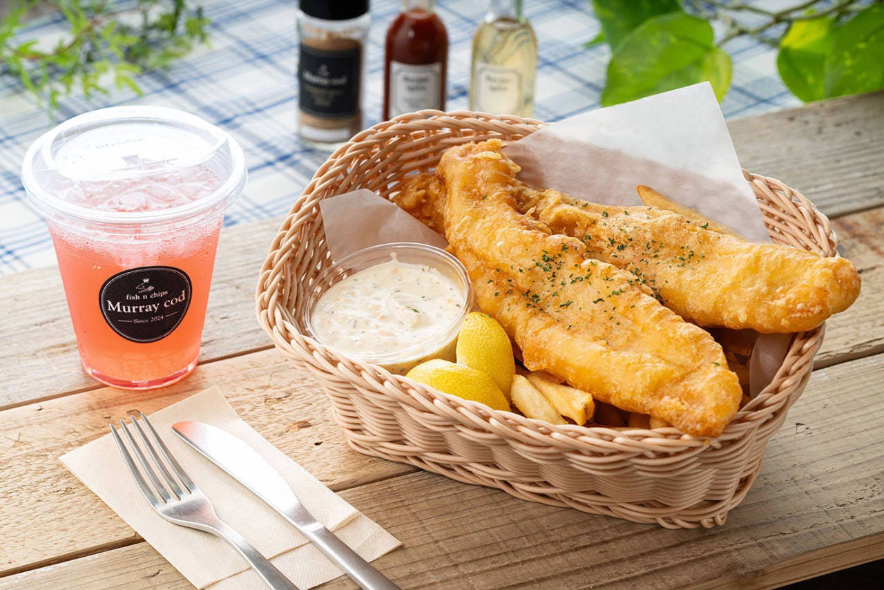  フィッシュ＆チップス のピーズ　英国限定発売　ピンバッジ付き フィッシュ＆チップス専門店 マレーコッド 岡山店 メニュー：ﾌｨｯｼｭ