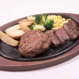 ビーフハンバーグ（120ｇ）＆国産牛カットサーロインステーキ（100ｇ）