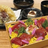 漬けマグロのちらし寿司と季節の天ぷら御膳