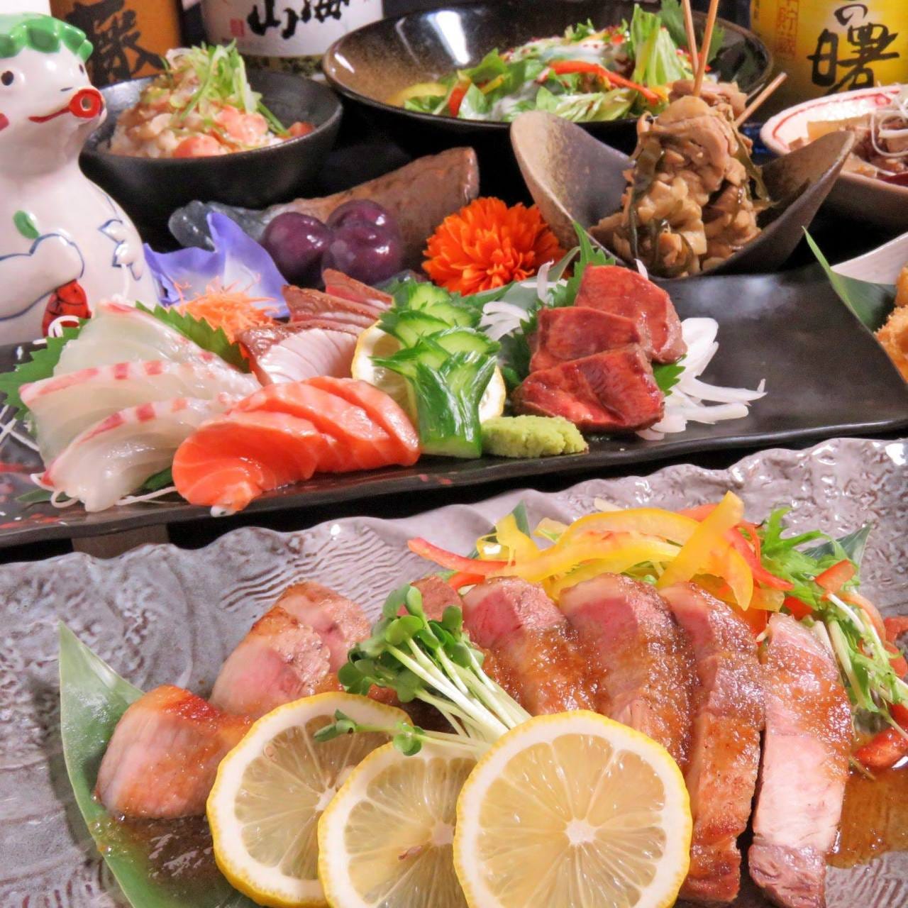 祝８周年 ３hプレミアム飲み放題付き 鮮魚 種鶏 馬の刺身 茶美豚ステーキ等 周年コースの詳細 個室居酒屋 かりん 天神大名店 天神 居酒屋 ぐるなび
