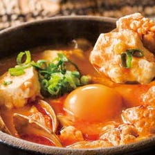 国産大豆の自家製豆腐と旨辛スープ！